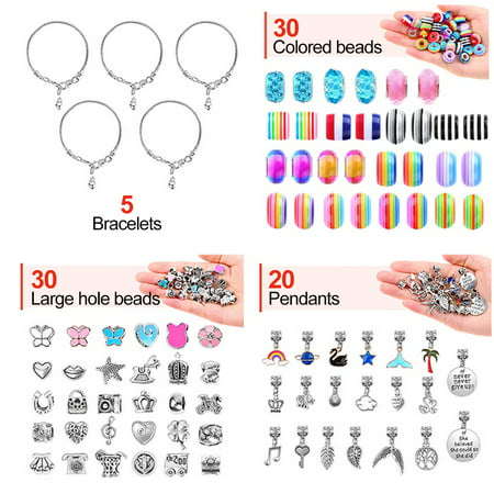 Kyoffiie Charm Bracelet Making Kit for Girls Teens 85Pcs Jewelry Making Kit with Bracelet Beads Jewelry Charms Arts and Crafts Set Handmade Craft Supplies for DIY Crafts Beginner with Box GiftAs Shown,