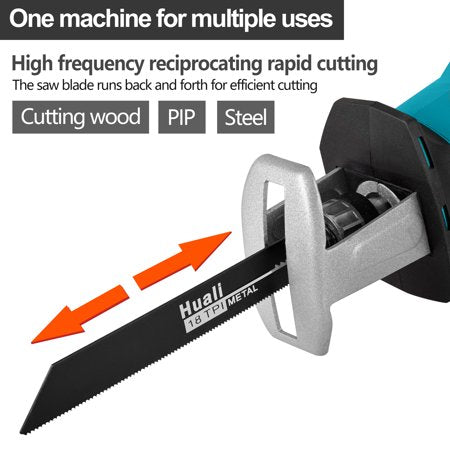 "21V Cordless Reciprocating Saw With 2 Rechargeable Battery, Wood Saw Blade, Metal Saw Blade"