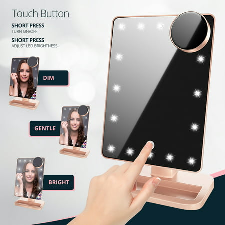 Beautify Beauties Lighted Makeup, Vanity Mirror with BluetoothGold,