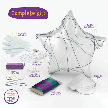 Dan&Darci 3D String Art Kit for Kids - Makes a Light-Up Star Lantern with 20 Multi-Colored LED Bulbs - Kids Gifts - Crafts for Girls and Boys Ages 8-12 - DIY Arts & Craft Kits for 8-12 Year Old Girl