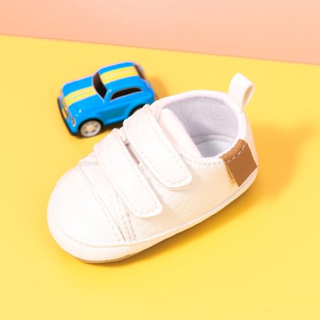 Meckior Baby Boys Girls Shoes High-Top Ankle Sneakers Toddler Soft Rubber Sole Infant Crib Shoes 0-18 Months, White, 0-6 Months