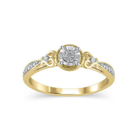 Diamond Accent (I3 clarity, I-J color) Hold My Hand Diamond Promise Ring in 10kt Yellow Gold, Size 9