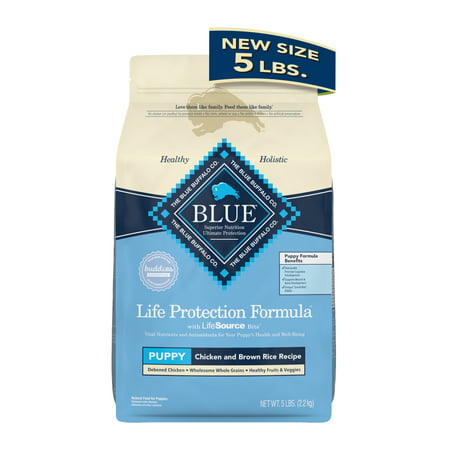 Blue Buffalo Life Protection Formula Chicken and Brown Rice Dry Dog Food for Puppies, Whole Grain, 5 lb. Bag, 5 lbs