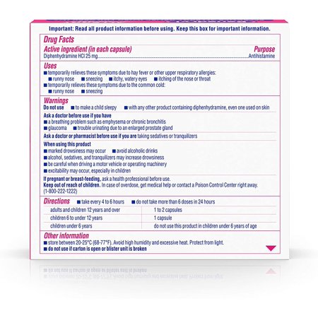 Benadryl Liqui-Gels Antihistamine Allergy Medicine, Dye Free, 24 Ct, 6-Pack