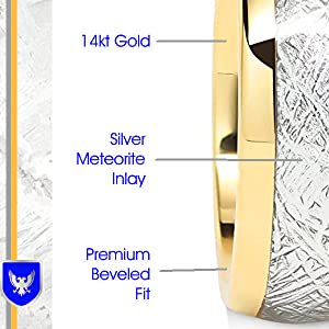 8mm Mens Tungsten Carbide Ring Meteorite Inlay 14k Gold Plated Jewelry Wedding Band, Size 5-16, 5.5