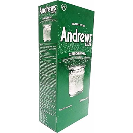 Andrews Salts Original Instant Relief from Upset Stomach, Heartburn, Indigetsion- 50 sachets