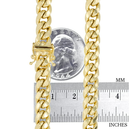 Nuragold 14k Yellow Gold 7.5mm Miami Cuban Link Chain Bracelet, Mens Jewelry Box Clasp 7.5" 8" 8.5" 9"