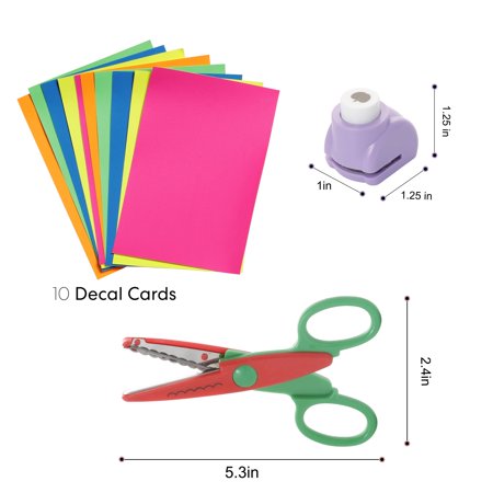 Pattern Craft 6pcs Scissors w/ 10pcs Paper Hole Punches & 10pcs Multicolor Craft Papers by Incraftables