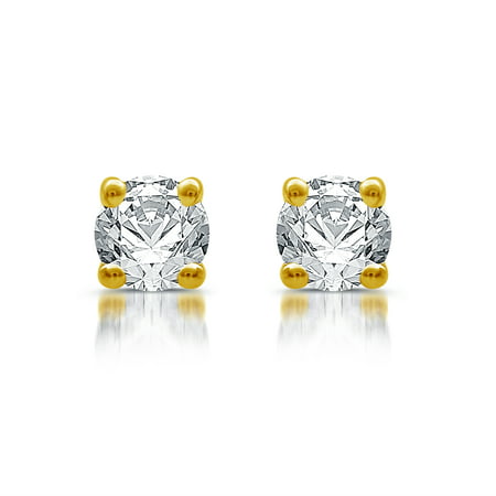Brilliance Fine Jewelry 1 Carat T.W. Round Diamond 10 Kt Yellow Gold Studs (H-I, I2-I3)