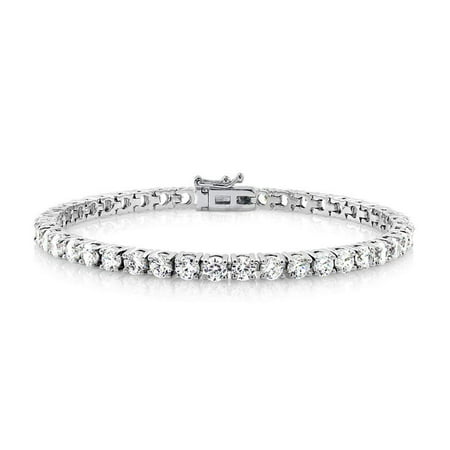 Cate & Chloe Kaylee Women's 18k White Gold Plated Bracelets with AAA Round Cut Cubic Zirconia Crystals, Sparkling CZ Crystal Bracelet for Women, Simulated Diamond BraceletSilver,