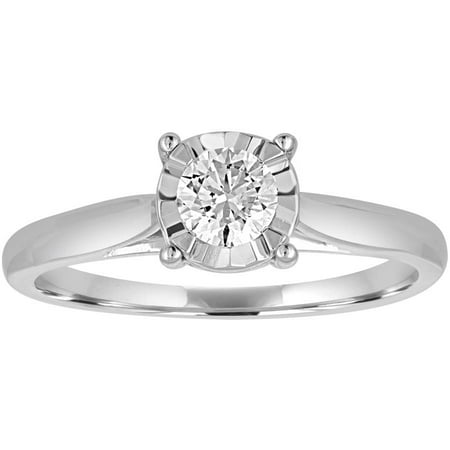 Forever Bride 1/2 Carat T.W. Round Diamond 10 kt White Gold Miracle Plate Solitaire Engagement Ring