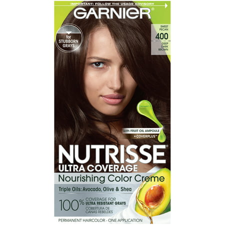 Garnier Nutrisse Ultra Coverage Nourishing Hair Color Creme, Deep Dark Brown (Sweet Pecan) 400, 1 Kit400 Deep Dark Brown (Sweet Pecan) 400,