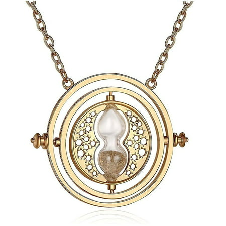 18K Gold Plated Stainless Steel Harry Potter Time Turner Necklace hour HourglassH,