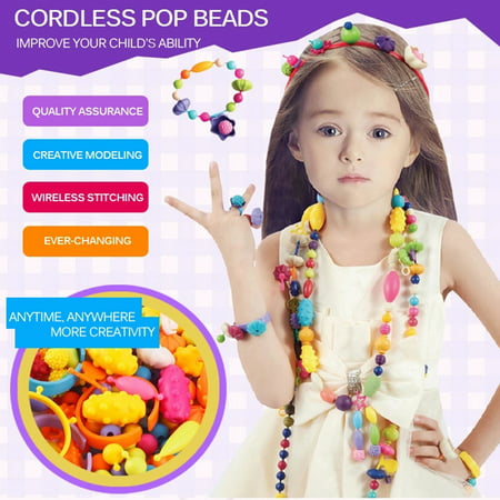 MAINYU Snap Pop Beads for Girls Toys - 160+Pcs Kids Jewelry Making Kit Pop-Bead Art and Craft Kits DIY Bracelets Necklace Hairband and Rings Toy for Age 3 4 5 6 7 8 Year Old Girls BoysMulticolor,