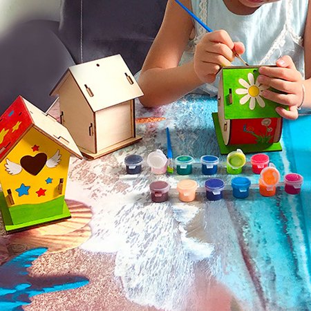 ZTOO DIY Bird House Kit ,Art Craft Wood Toys for Kids, Painting Puzzle DIY Wooden Assembly, Build and Paint Birdhouse, Kids Bulk Crafts Garden Playset Paintable Hanging Arts Set, 11*8CM