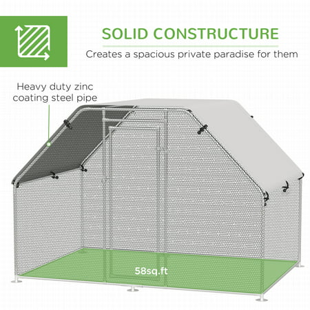 PawHut Large Metal Walk-In Chicken Coop Run Cage w/ Cover Outdoor 9' W x 6' D x, 9' W x 6' D x 6.5' H