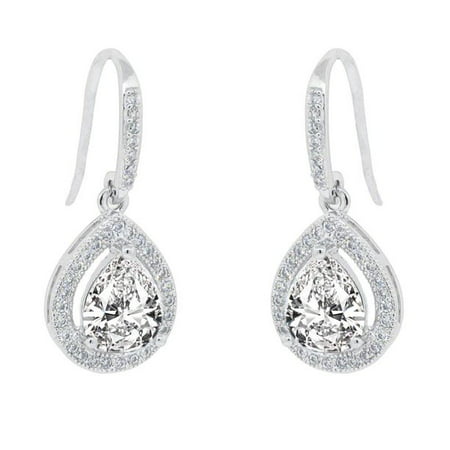 Cate & Chloe Isabel 18k White Gold Teardrop Adult Earrings with Crystals, FemaleSilver,