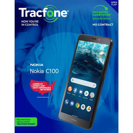 TracFone Nokia C100, 32GB, Blue- Prepaid Smartphone [Locked to Carrier- TracFone]