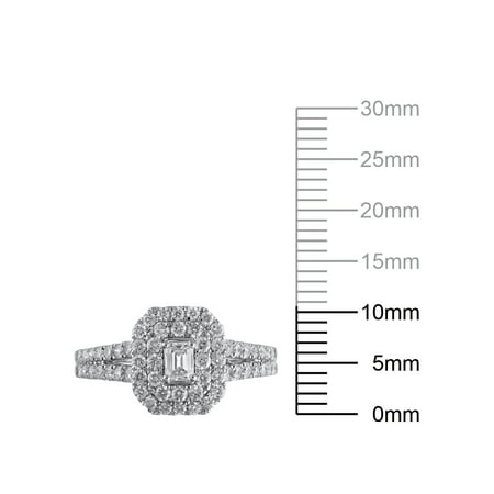 1 Carat T.W. (I2 clarity, H-I color) Brilliance Fine Jewelry Emerald cut Diamond Engagement Ring in 10kt White Gold, Size 9