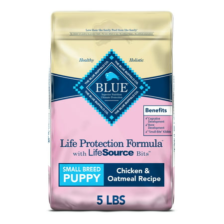 Blue Buffalo Life Protection Formula Small Breed Chicken and Oatmeal Dry Dog Food for Puppies, Whole Grain, 5 lb. Bag, 5 lbs