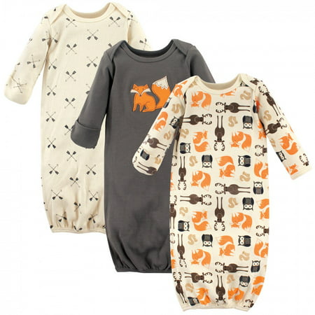 Hudson Baby Infant Boy Cotton Gowns, Forest, Preemie/Newborn, Preemie/Newborn