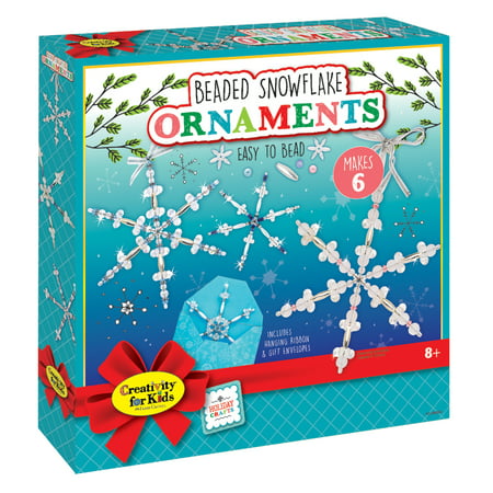 Creativity for Kids Beaded Snowflake Ornaments - Child Craft Kit for Boys and Girls (5 Pieces)