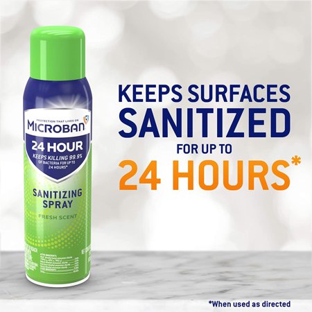 Microban 24 Hour Sanitizing Spray Disinfectant Home Cleaner Fresh Scent 15oz, 2-Pack