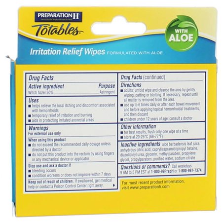 Preparation H Totables Irritation Relief Wipes 10 Each (Pack of 3)