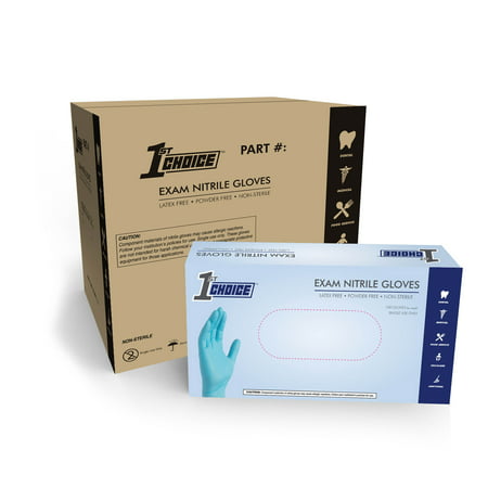 1st Choice Blue Nitrile Disposable Chemo-Rated & Fentanyl-Resistant Exam Gloves 3 Mil, Large 100, L