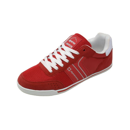 Alpine Swiss Liam Mens Fashion Sneakers Suede Trim Low Top Lace Up Tennis ShoesRed,