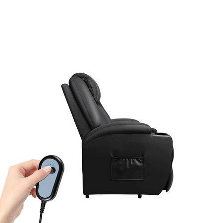 Homall Power Lift Recliner Chair PU Leather for Elderly with Massage and Heating Ergonomic Lounge Chair Single Sofa Pockets Home Theater Seat, Black