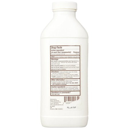 Rugby Aluminum Hydroxide Mint Flavor, OTC Medicine for Acid Indigestion, 16 oz. Liquid