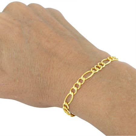 Nuragold 14k Yellow Gold 5.5mm Solid Figaro Chain Link Bracelet, Mens Womens Jewelry 7" 7.5" 8" 8.5" 9"