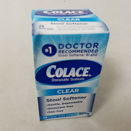 Colace Clear Docusate Sodium Stool Softener 50mg, 28 Count Per Box 2 Pack