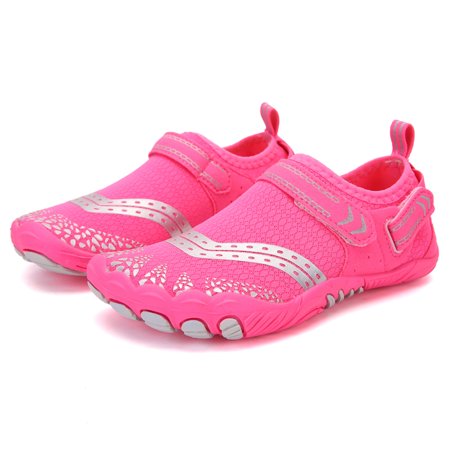 Boys & Girls Water Shoes Quick Dry Comfort Sole Easy Walking Athletic Slip on Aqua Sock Shoes for Little Kid Big Kid, Pink, US KIDS 1.5