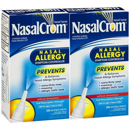 NasalCrom Nasal Allergy Sprays Symptom Controller, 200 Sprays .88 FL OZ, 2 Pack)