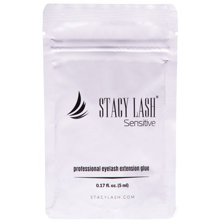 Stacy Lash Sensitive Eyelash Extension Glue (0.17fl.oz/5ml) / Black Cyanoacrylate Adhesive for Individual Eyelash Extensions/ Low Fumes / Professional Use Only, 5 ml / 0.17 fl. oz.