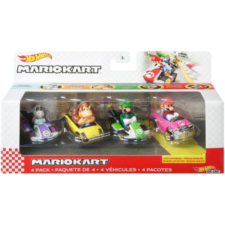 Hot Wheels Mario Kart Vehicle 4-Pack with 1 Exclusive Collectible Model