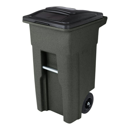 Toter Trash Can Greenstone with Wheels and Lid, 32 Gallon, Greenstone