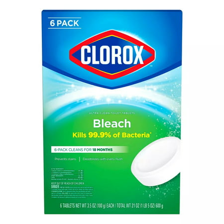 Clorox Automatic Ultra Clean Toilet Tablets Cleaner, Bleach, 6 Ct, 3.5 oz