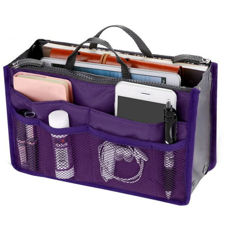 Willstar Multifunction Travel Organizer Handbag Cosmetic Makeup Insert Pouch Toiletry Storage PursePurple,