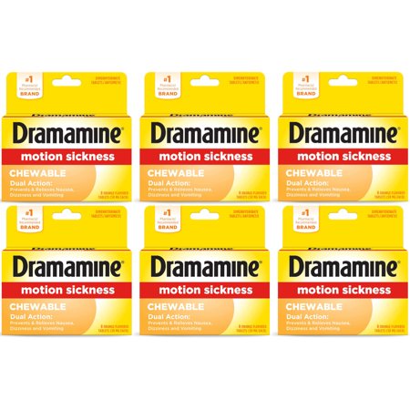 Dramamine Motion Sickness Relief Chewable Orange Flavored Tablets 8 ea (Pack of 6)