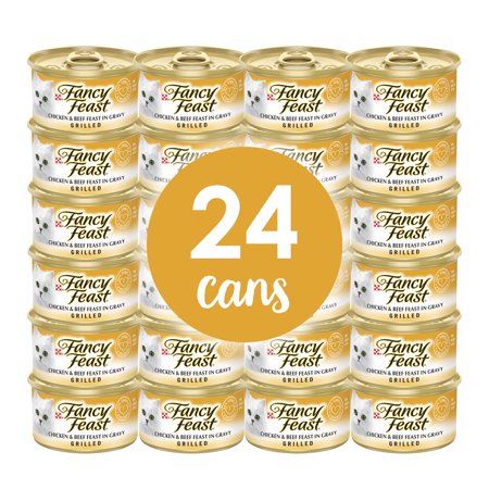 (24 Pack) Fancy Feast Gravy Wet Cat Food, Grilled Chicken & Beef Feast, 3 oz. Cans