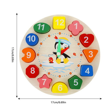 Homaful Wooden Shape Sorting Clock-Teaching Time Clock Shape Sorting Number Blocks, Early Learning Wooden Educational Toy for 1 2 3 Year Old Toddler Baby Kids(Multi-color)
