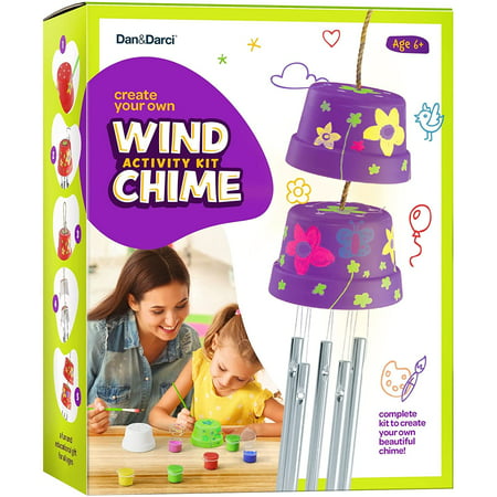 Create & Paint a Mini Wind Chime Making Kit - Arts and Crafts Gift for Girls & Boys Ages 4 5 6 7 8 9 10 -12 - Birthday & Christmas Gifts for Kids - Kid Art & Craft Kits - DIY Stuff for Girl Age 4-12