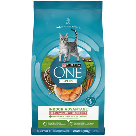 Purina ONE +Plus Indoor Advantage With Real Salmon No. 1 Ingredient, High Protein Dry Cat Food, 7 lb. Bag, 7 lbs