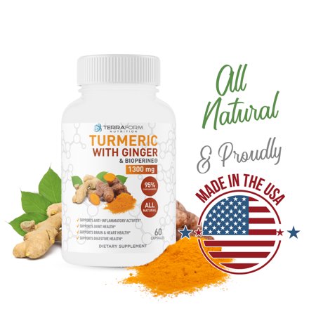 Turmeric Curcumin with Ginger & BioPerine ? Supports Knee Pain Relief, Joint Pain Relief, Anti-Inflammatory and Antioxidant- Made in the USA - For Men & Women - 1 Month