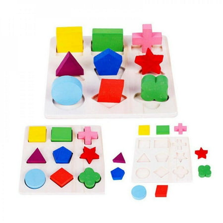 Clearance!!Montessori Toys for 1 2 3 Years Old Toddlers, Wooden Shape Sorter Toys Gifts for Baby Boys Girls 1-3, Sorting & Stacking Educational Learning Shape Color Puzzle Blocks ToysA,