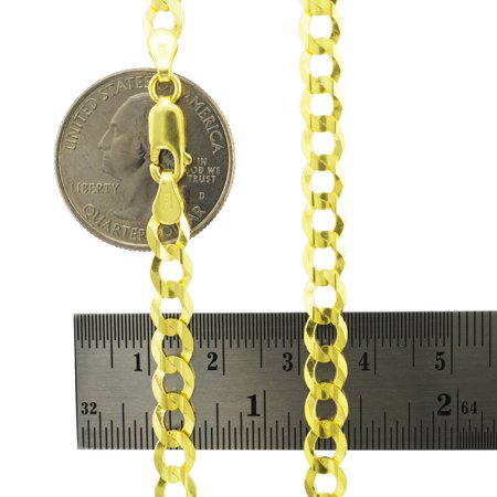 Nuragold 10k Yellow Gold 6mm Solid Cuban Curb Link Chain Pendant Necklace, Mens Jewelry with Lobster Clasp 20" - 30"