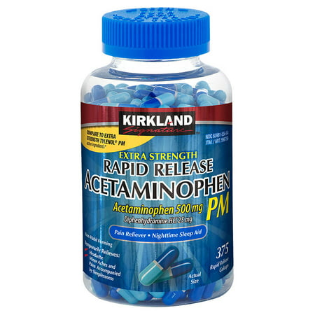 Kirkland Signature Extra Strength Rapid Release Acetaminophen PM 500mg - 375 Gelcaps